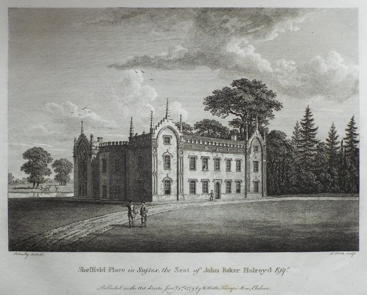 Print - Sheffield Place in Sussex, the Seat of John Baker Holroyd Esqr  - Watts